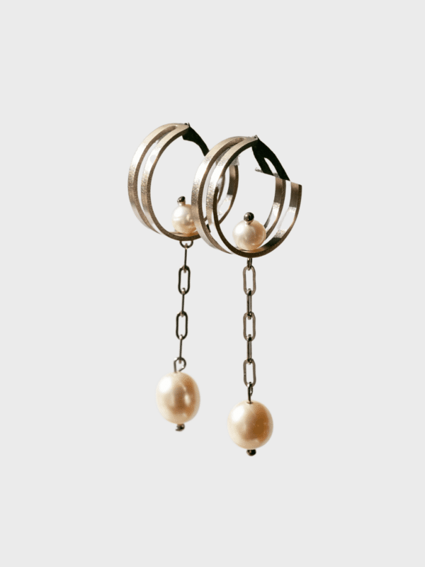 Pearl Hoop & Chain Earrings
