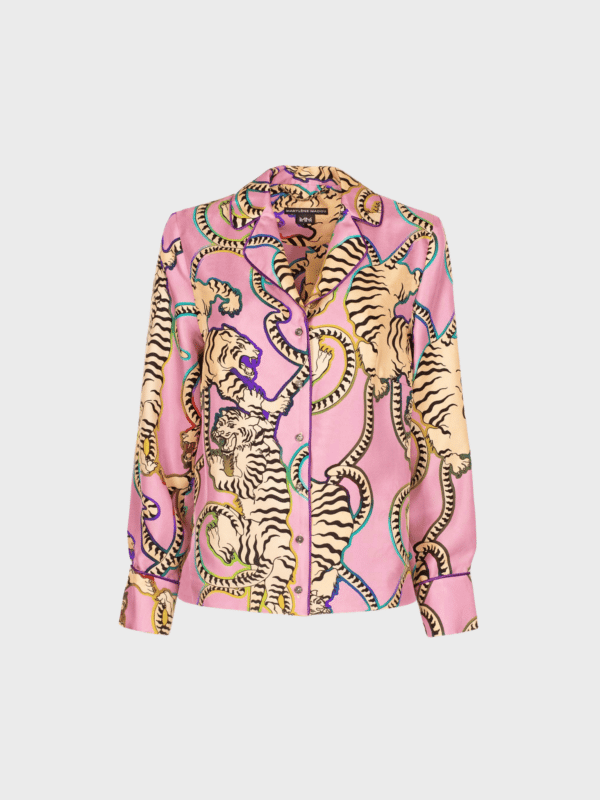 Rainbow Tigers Silk Twill Straight Shirt