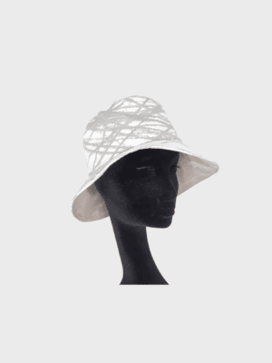 Bucket hat with soft taupe crisscross print