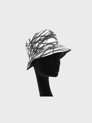 Bucket hat with black crisscross print