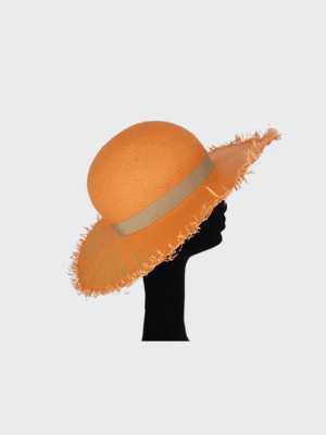 Summerhat with quote and frayed brim in orange