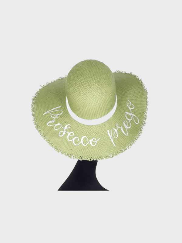 Summerhat with quote and frayed brim in olive green