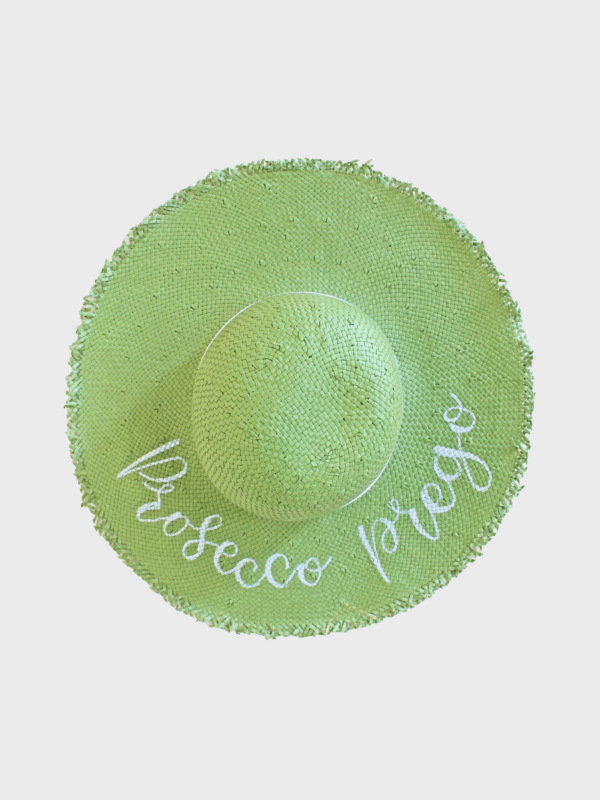 Summerhat with quote and frayed brim in olive green