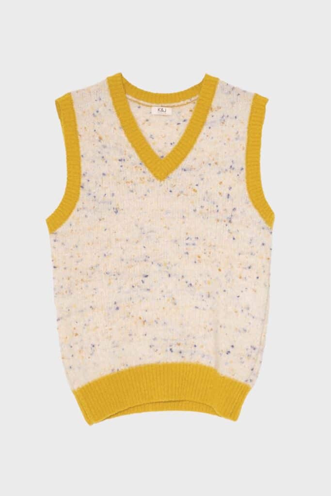OLIVER by K&J Yellow & ivory knitted debardeur