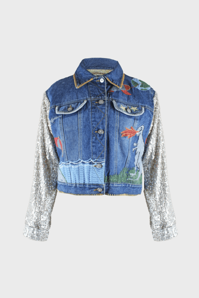 Glitter Sleeves Denim Jacket by Studio Circulaire - Dressr