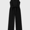 Belted sleeveless jumpsuit