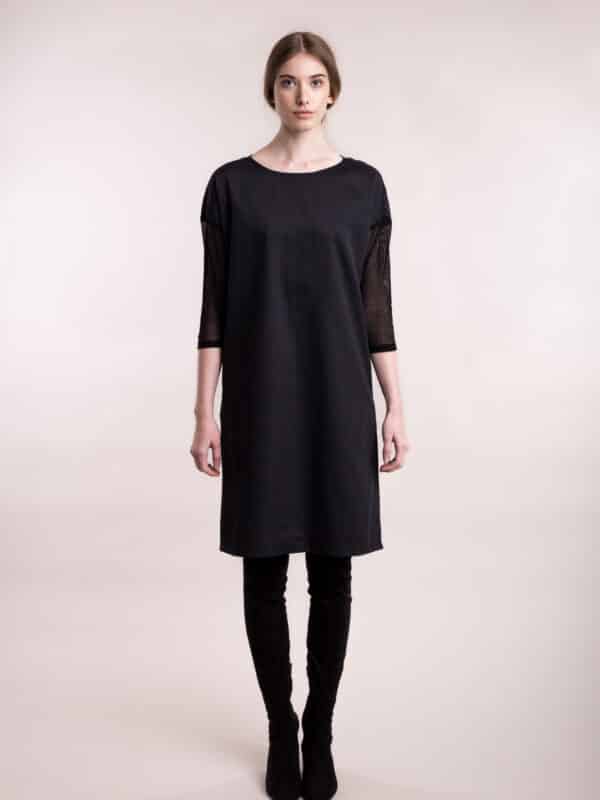 Tulle-sleeve dress