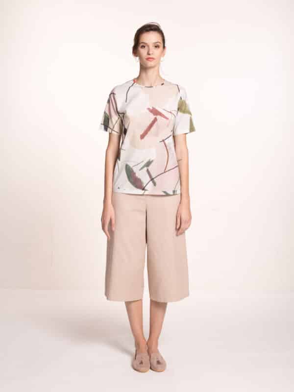 Printed short sleeve blouse