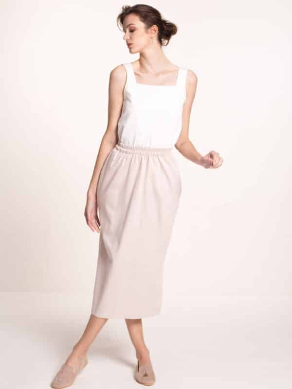 Sateen long side cut skirt