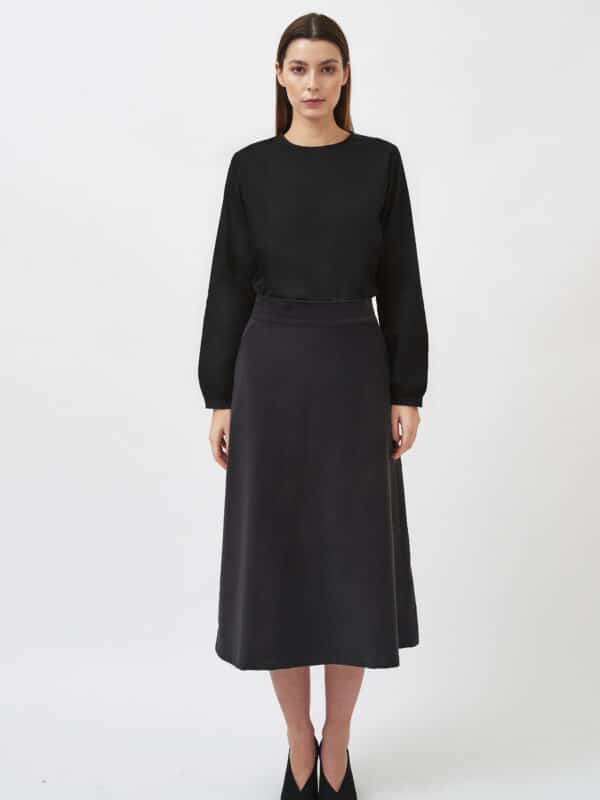 A-line corduroy midi skirt