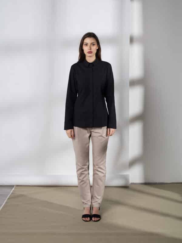 Black poplin shirt