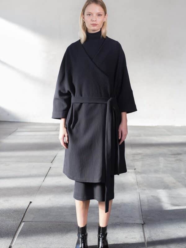 Rib cotton kimono