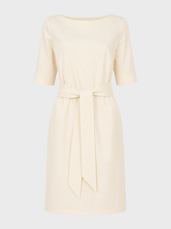 Gabardine dress with a belt