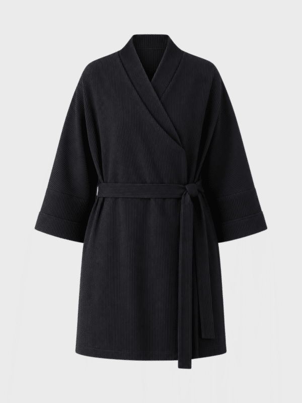 Rib cotton kimono