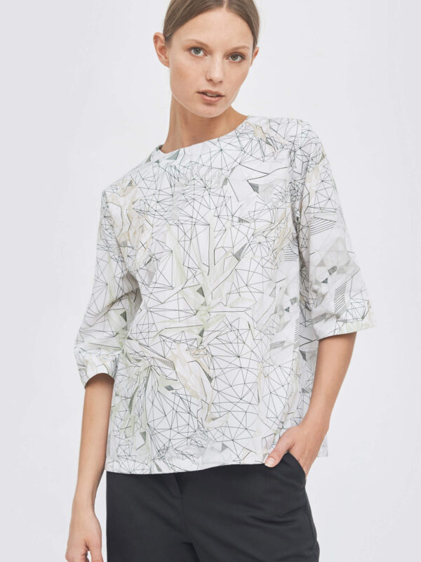 Round neckline A-line blouse