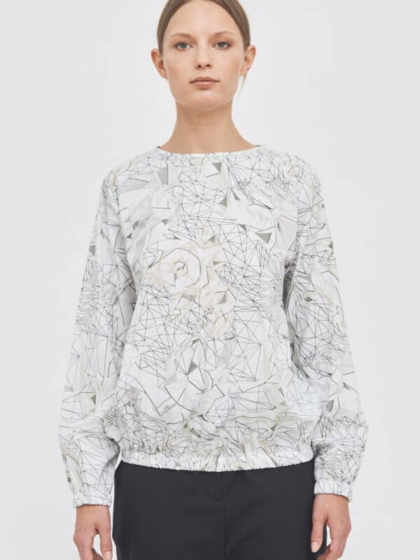 Sleeve and hem elasticated blouse