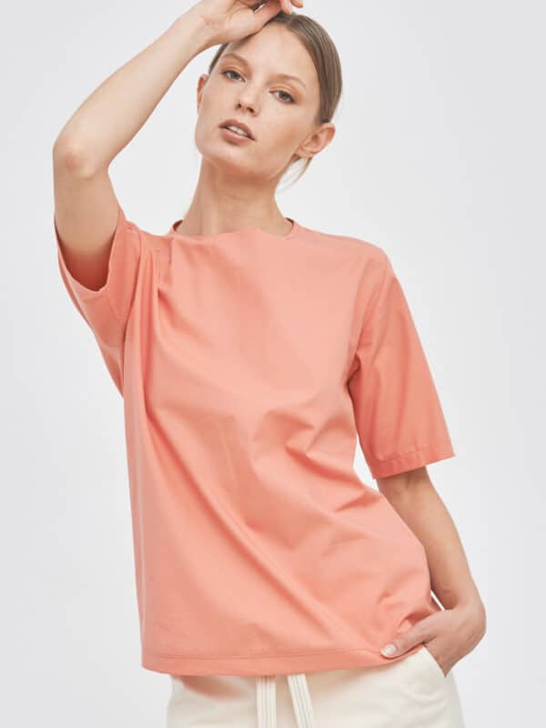 Straight neckline detail blouse
