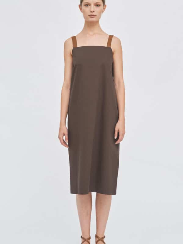 Strap detail gabardine dress