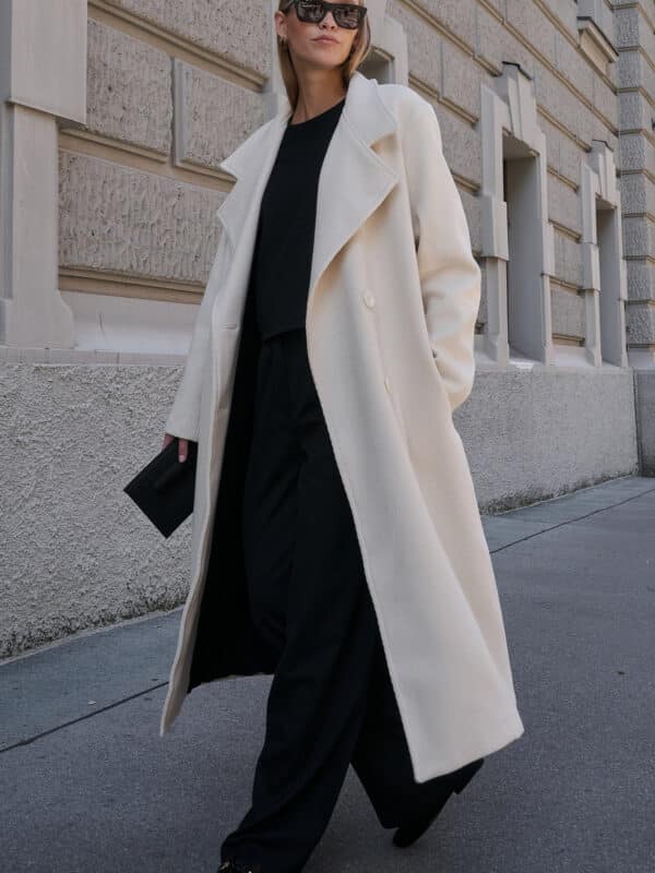 Chevron double-breasted coat