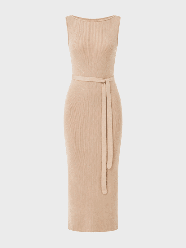 Knitted boat neck dress