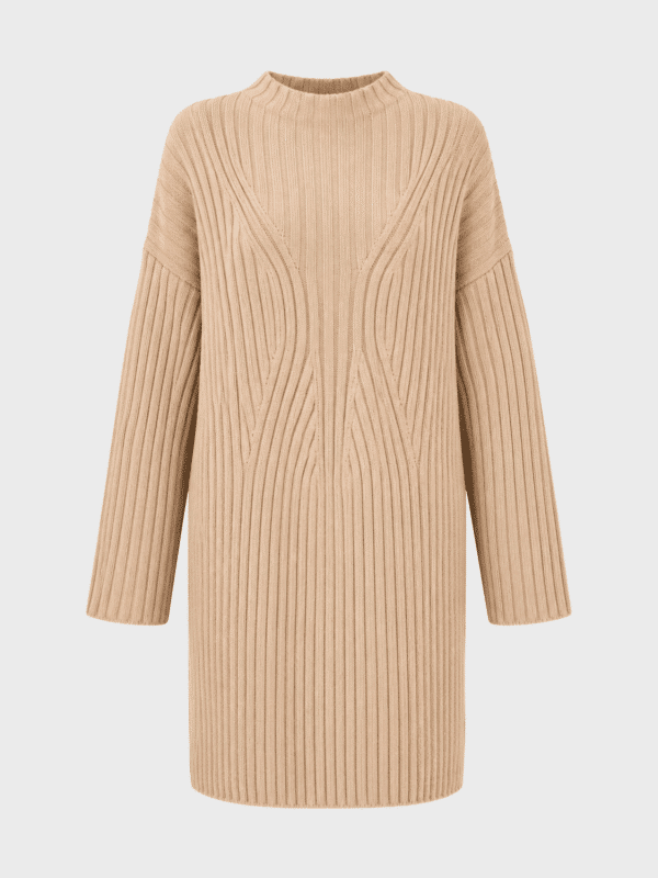Knitted high boat neck dress