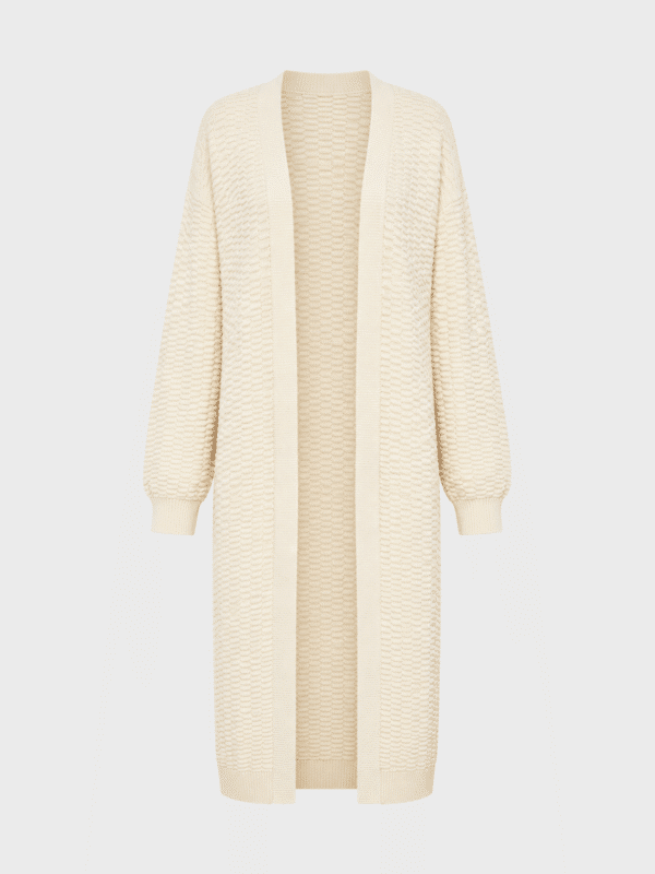Knitted relief long cardigan