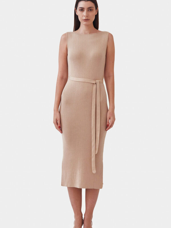 Knitted boat neck dress